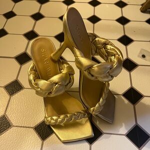 Stuart Weitzman Gold Braided Women's Heels